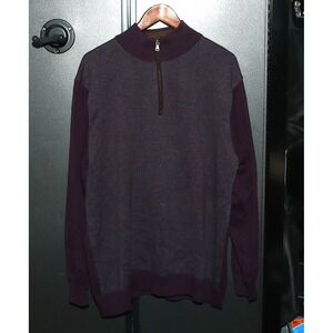 Alan Flusser Long Sleeve Quarter Zip Men's XXL Claret Pullover Sweater Cotton